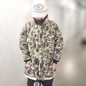 REWORKED VTG Walls XL Jacket Duck Camo Blizzard Pruf Insulated Leather Trim USA